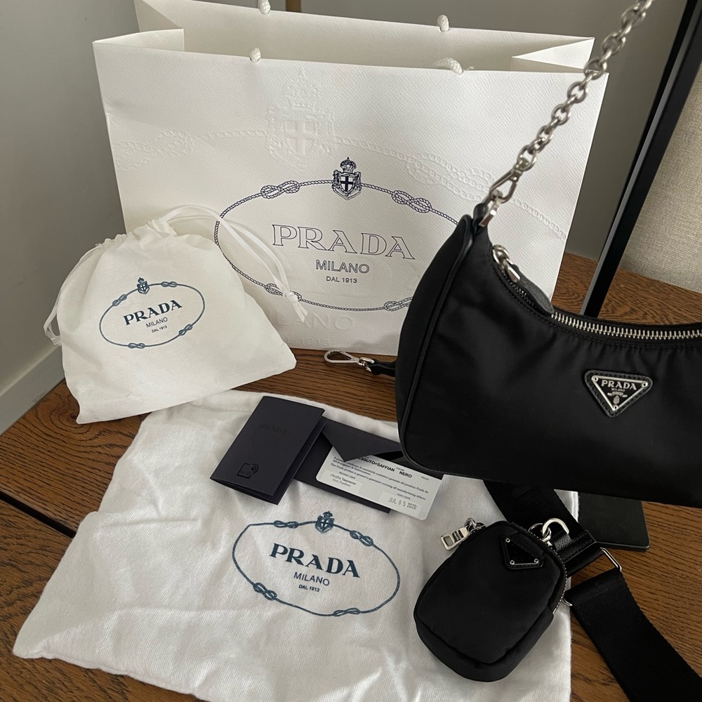 Prada Black Nylon Mini Bag with Accessories